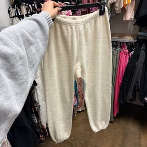 THE GREAT. Cream Fleece Stadium Sweatpants